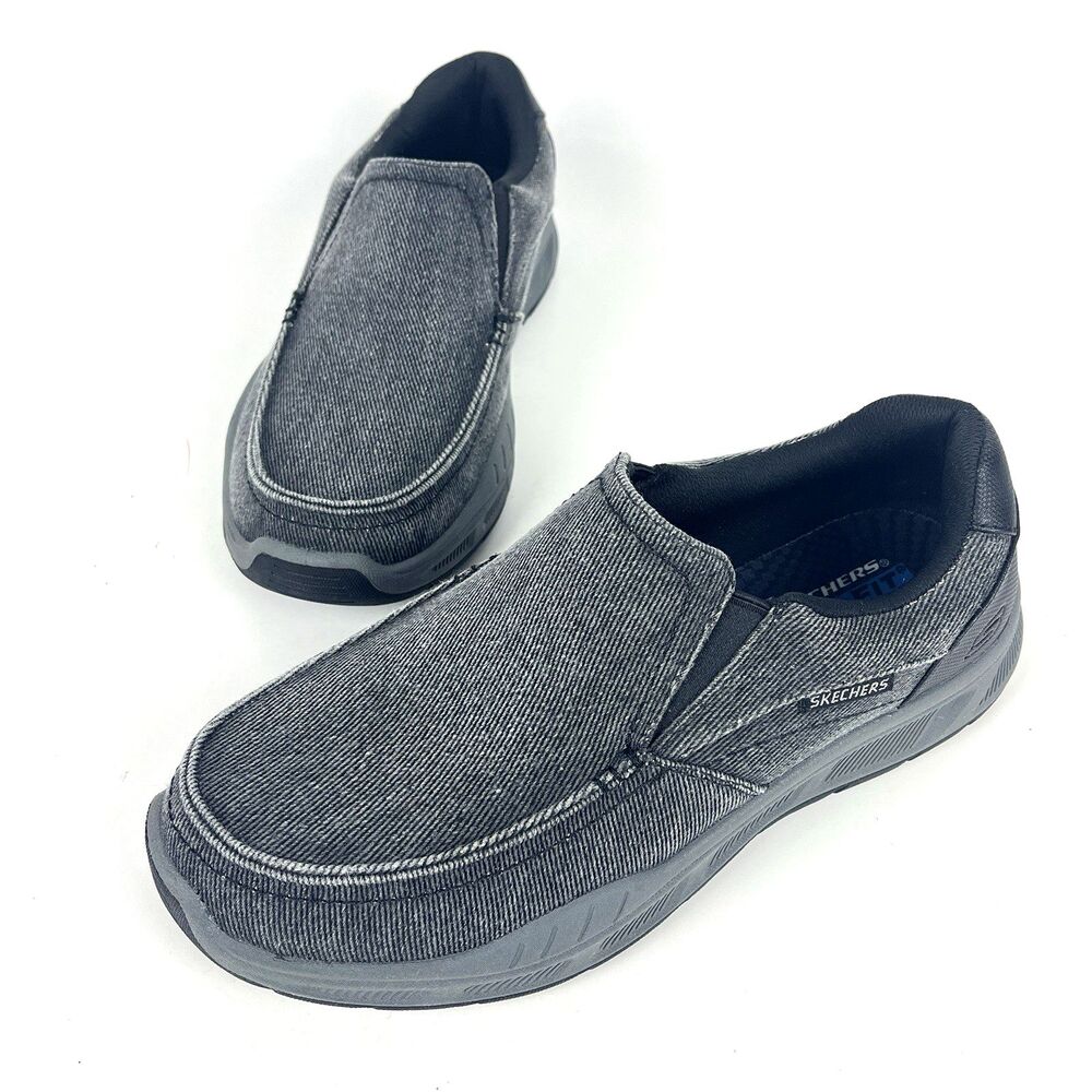 Skechers Loafers Relaxed Fit Air Cooled Memory Foam Slip-on gray Mens SZ 9.5